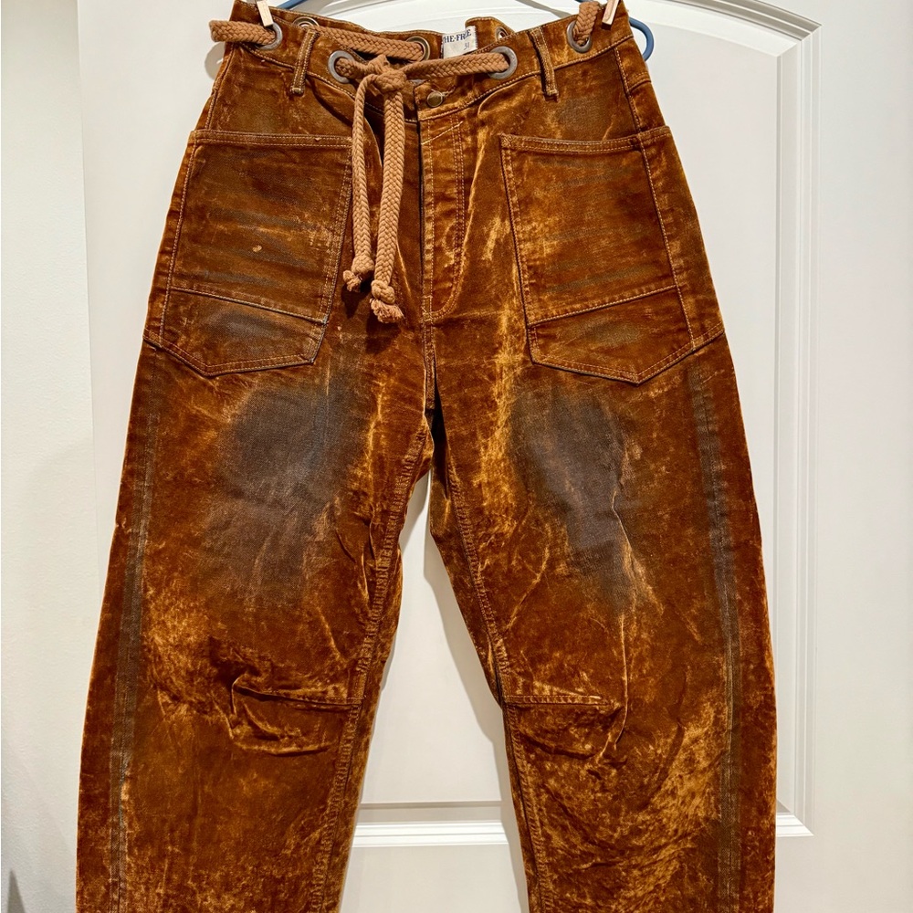 We the free velvet distressed barrel pant